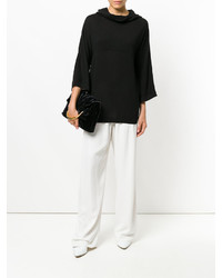 Черная шерстяная блузка от Alberta Ferretti