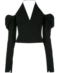 Черная шерстяная блузка от Saint Laurent