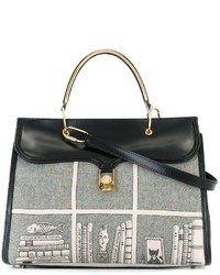Черная шерстяная большая сумка с принтом от Olympia Le-Tan