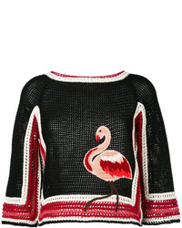 Черная шерстяная вязаная блузка от RED Valentino