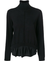 Черная шерстяная вязаная блузка от Semi-Couture