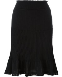 Черная шерстяная вязаная юбка от Alberta Ferretti