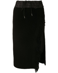 Черная шерстяная вязаная юбка от Sacai