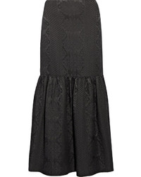 Черная шерстяная длинная юбка с геометрическим рисунком от The Row