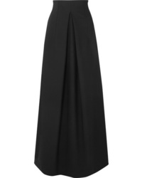 Черная шерстяная длинная юбка со складками