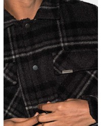 Мужская черная шерстяная куртка-рубашка в шотландскую клетку от Represent