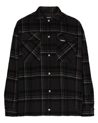 Мужская черная шерстяная куртка-рубашка в шотландскую клетку от Represent