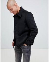 Мужская черная шерстяная куртка-рубашка от ASOS DESIGN