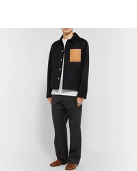 Мужская черная шерстяная куртка-рубашка от Loewe