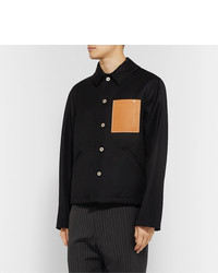 Мужская черная шерстяная куртка-рубашка от Loewe