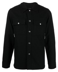 Мужская черная шерстяная куртка-рубашка от Sandro