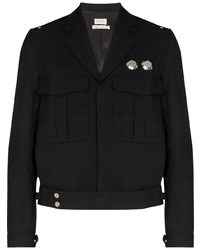 Мужская черная шерстяная куртка-рубашка от Stefan Cooke