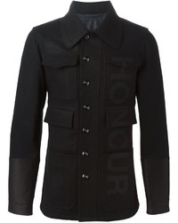 Черная шерстяная куртка с принтом
