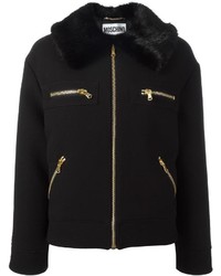 Женская черная шерстяная куртка от Moschino