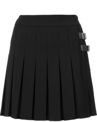 Черная шерстяная мини-юбка со складками