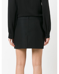 Черная шерстяная мини-юбка от Saint Laurent