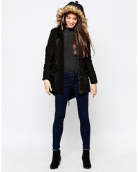 Женская черная шерстяная парка от Bellfield