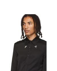 Мужская черная шерстяная рубашка с длинным рукавом от Sankuanz