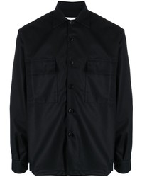 Мужская черная шерстяная рубашка с длинным рукавом от Costumein