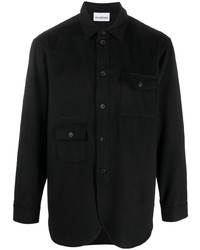 Мужская черная шерстяная рубашка с длинным рукавом от Han Kjobenhavn