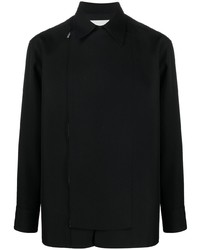 Мужская черная шерстяная рубашка с длинным рукавом от Jil Sander
