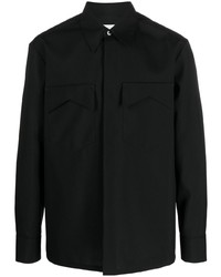 Мужская черная шерстяная рубашка с длинным рукавом от Jil Sander