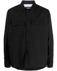 Мужская черная шерстяная рубашка с длинным рукавом от Low Brand