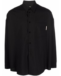Мужская черная шерстяная рубашка с длинным рукавом от Marni