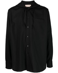 Мужская черная шерстяная рубашка с длинным рукавом от Marni