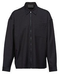Мужская черная шерстяная рубашка с длинным рукавом от Prada