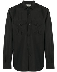 Мужская черная шерстяная рубашка с длинным рукавом от Saint Laurent