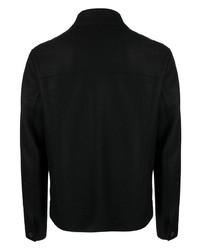 Мужская черная шерстяная рубашка с длинным рукавом от Harris Wharf London
