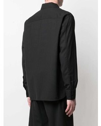 Мужская черная шерстяная рубашка с длинным рукавом от Caruso