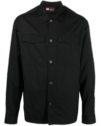 Мужская черная шерстяная рубашка с длинным рукавом от Z Zegna