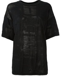 Женская черная шерстяная футболка от MM6 MAISON MARGIELA