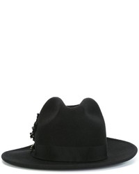 Женская черная шерстяная шляпа с украшением от Dsquared2