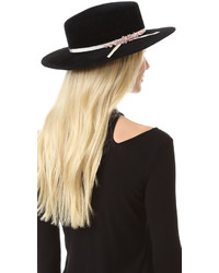 Женская черная шерстяная шляпа от Eugenia Kim