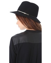 Женская черная шерстяная шляпа от Leone