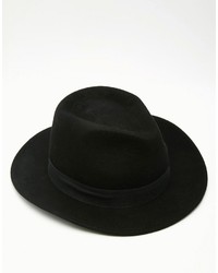 Мужская черная шерстяная шляпа