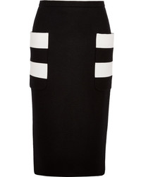 Черная шерстяная юбка-карандаш в горизонтальную полоску от Max Mara