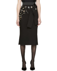 Черная шерстяная юбка с вышивкой от Dolce & Gabbana