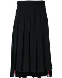 Черная шерстяная юбка со складками от Thom Browne