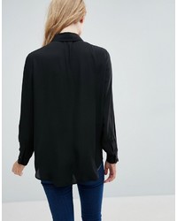 Черная шифоновая блуза на пуговицах от Asos