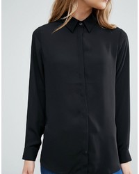 Черная шифоновая блуза на пуговицах от Asos