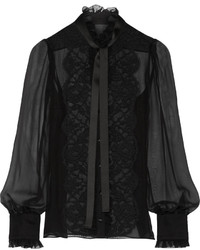 Черная шифоновая блуза на пуговицах от Dolce & Gabbana