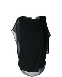 Черная шифоновая блуза с коротким рукавом от Lanvin
