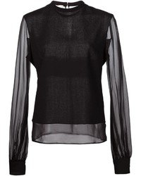 Черная шифоновая блузка с длинным рукавом от Antonio Berardi