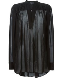 Черная шифоновая блузка с длинным рукавом от Helmut Lang