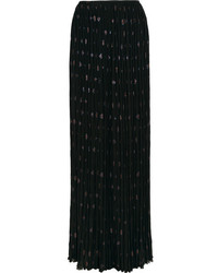 Черная шифоновая длинная юбка со складками