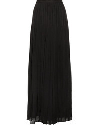 Черная шифоновая длинная юбка от Oscar de la Renta